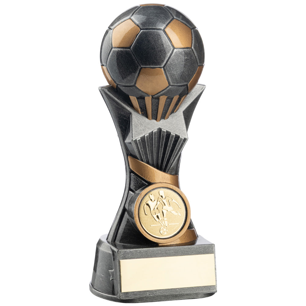 Two Tone Football Ball on Stand in Ant.Silver and Gold 200mm