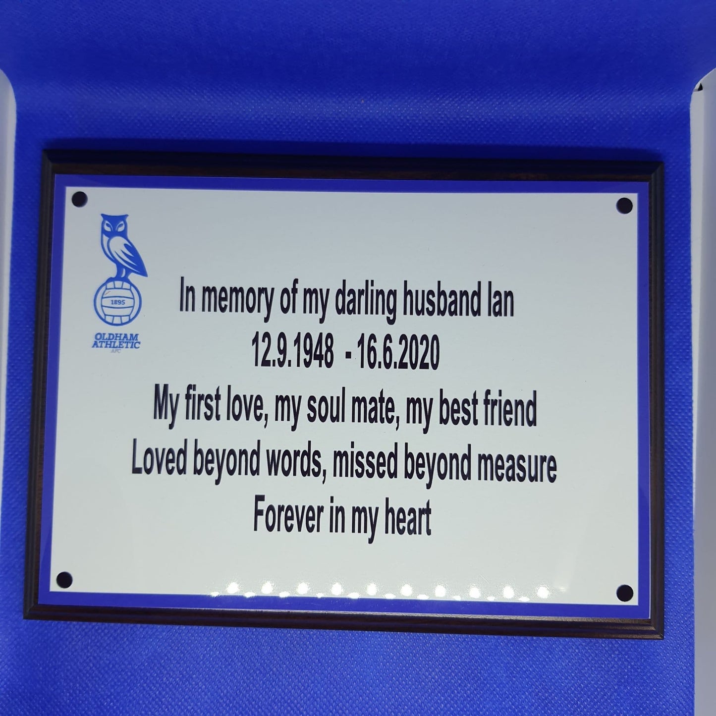 OAFC Memorial Plaque