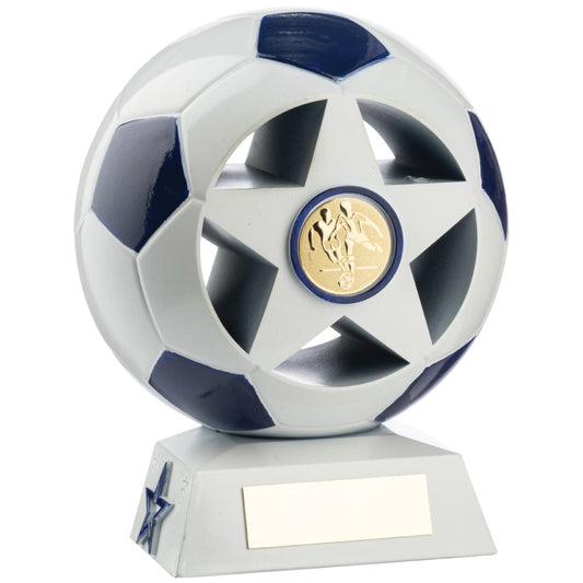 Two Tone Football Ball and Star in White and Blue