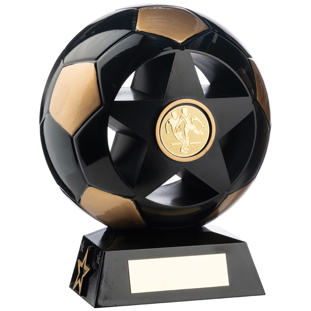 Two Tone Football Ball and Star in Black and  Gold