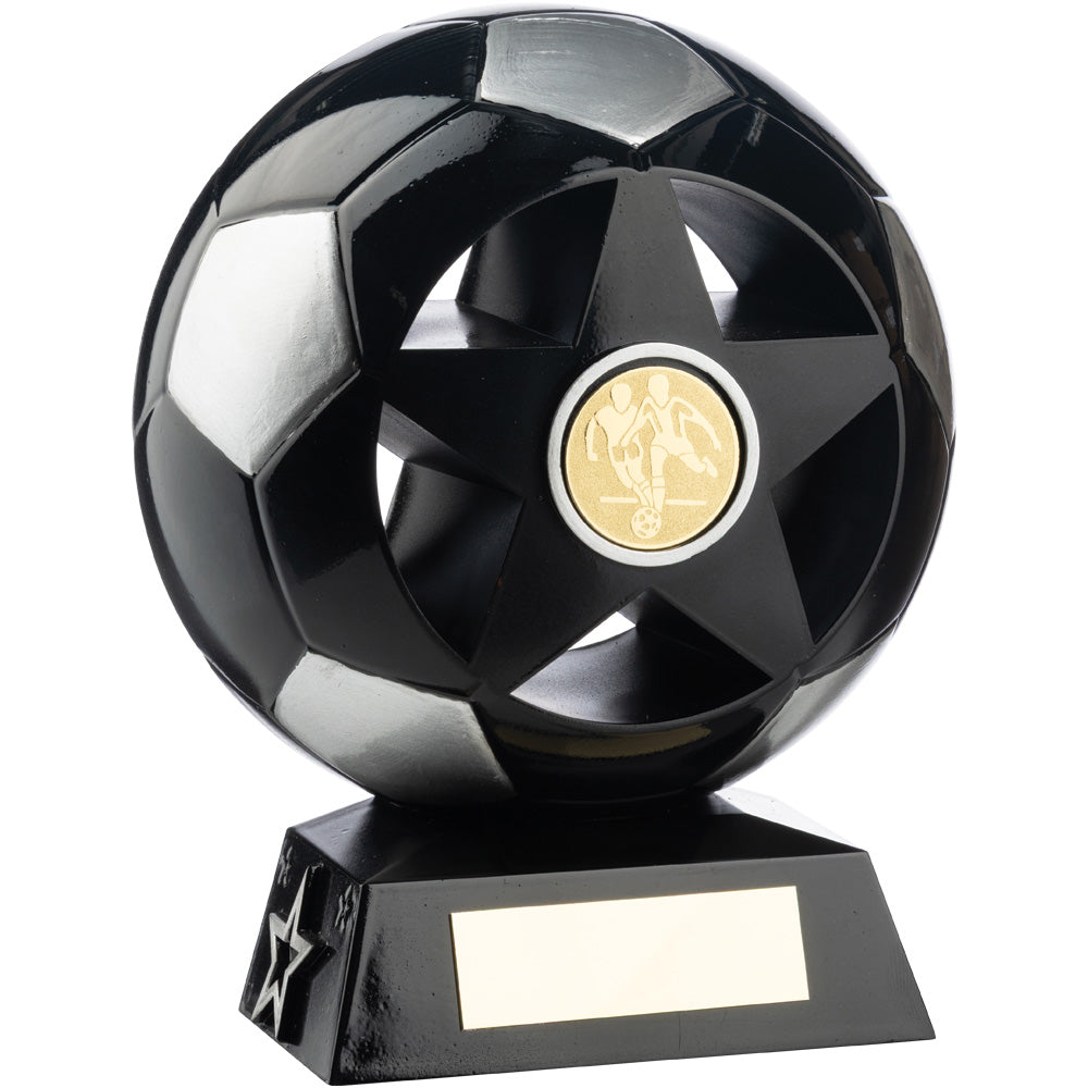 Two Tone Football Ball and Star in Black and  Silver