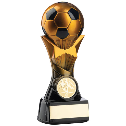 Two Tone Football Ball on Stand  in Ant.Gold   and Black 150mm