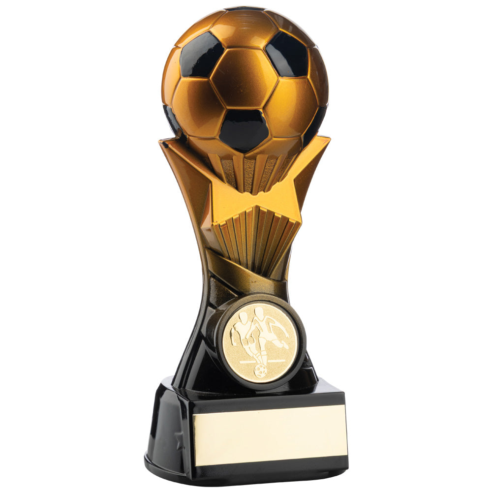 Two Tone Football Ball on Stand  in Ant.Gold   and Black 180mm
