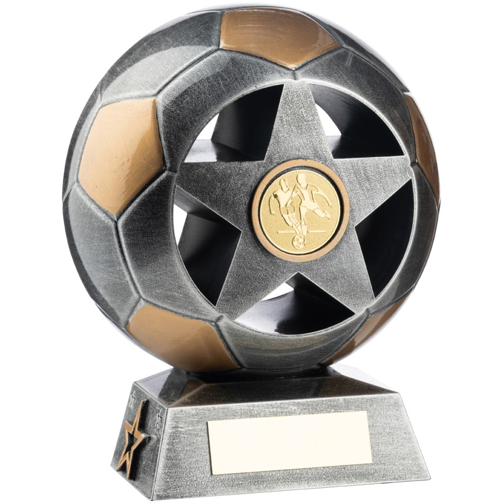 Two Tone Football Ball and Star in  Ant Silver  and Gold