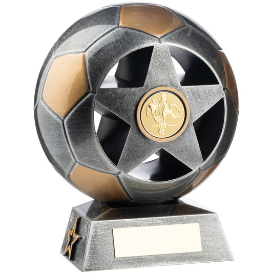 Two Tone Football Ball and Star in  Ant Silver  and Gold