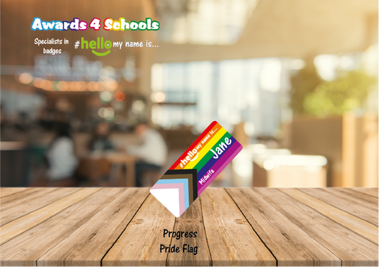 progress pride flag # hello my name is...