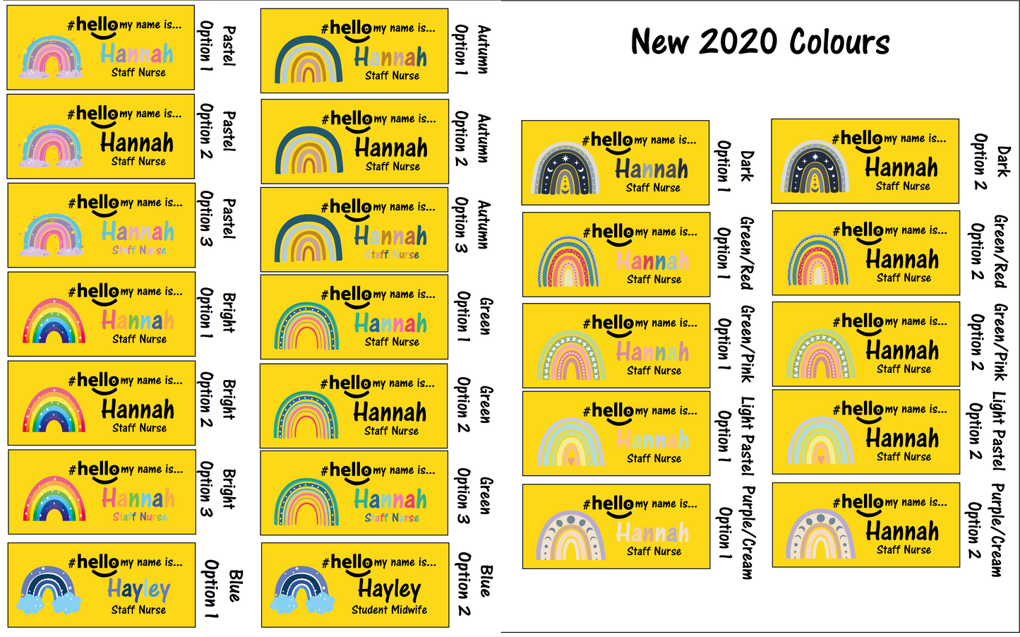 Rainbow name Badges Yellow Collection # hello my name is...